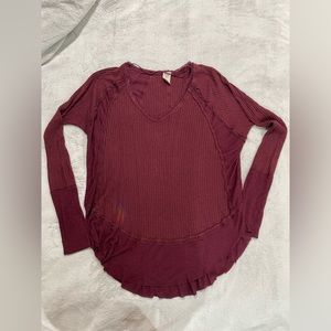 WE THE FREE Maroon Burgundy Waffle Laguna Top sz M
